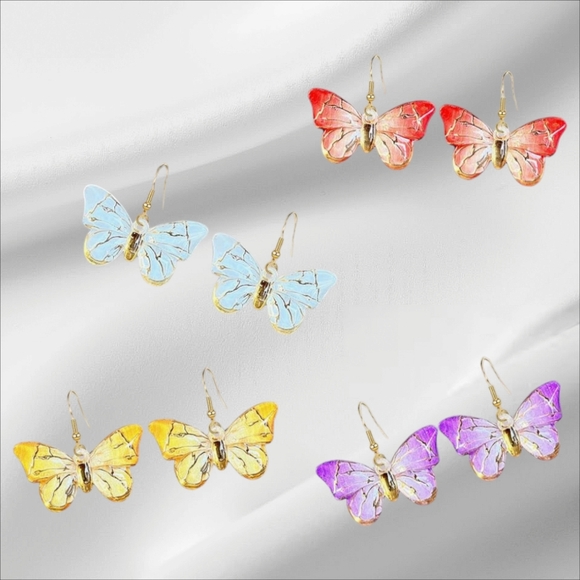 Yellow Butterfly Earrings - Picture 3 of 3